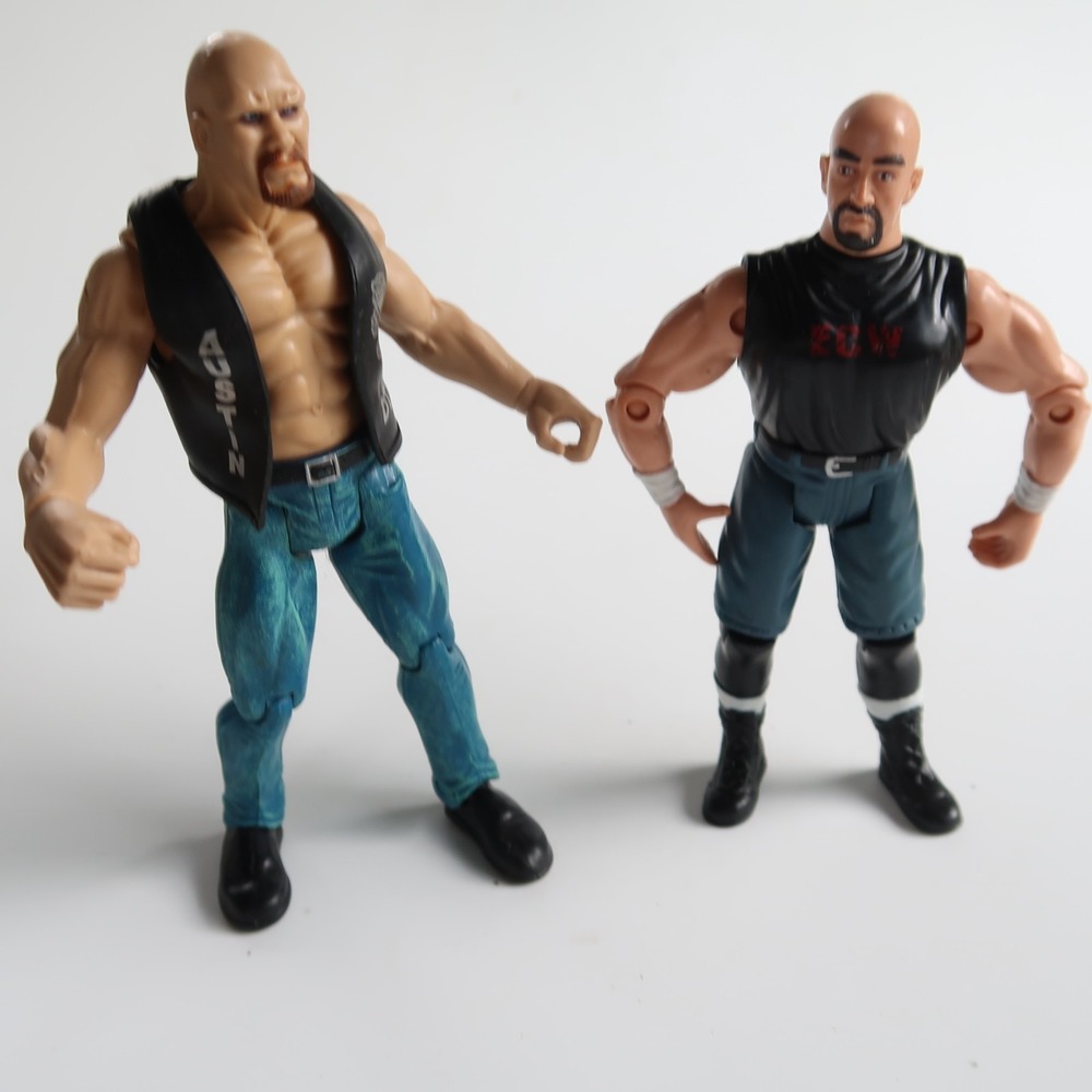 Steve Austin vs Justin Credible Wrestling Figure Vintage lot WWF 90s WWE‎
